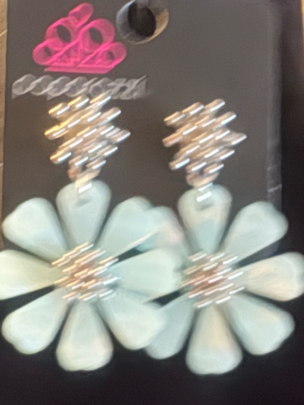 Flower Drop Earrings - Light Blue Floral Statement